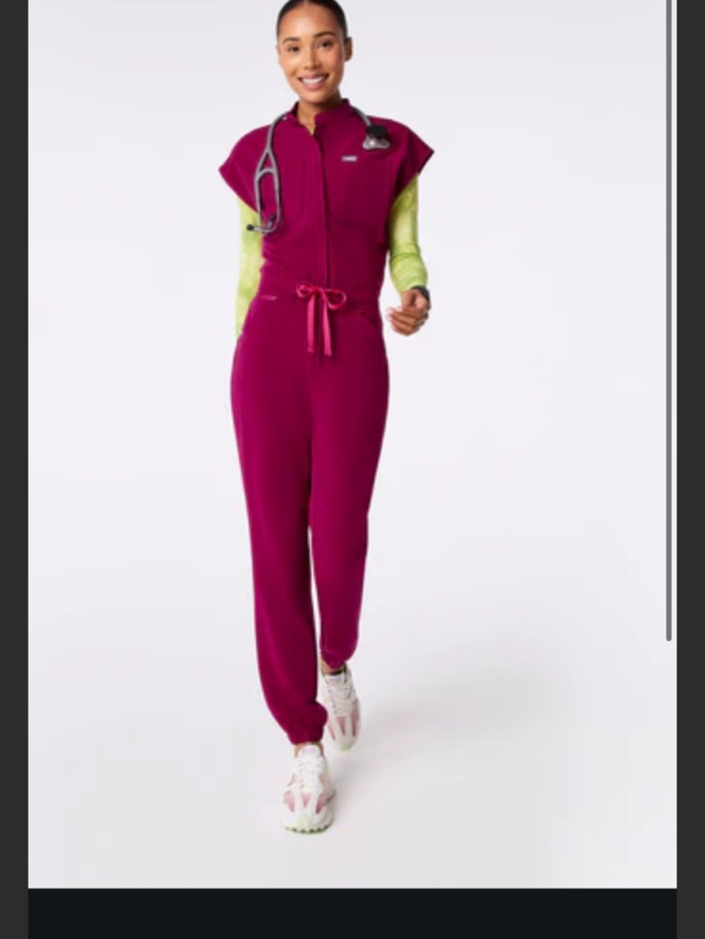 Figs Rafaela Cargo Dark Magenta ScrubJumpsuit XS/T